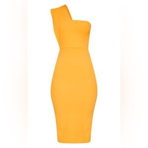 PrettyLittleThing Yellow One Shoulder Bodycon Dress